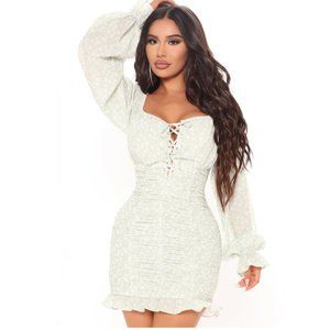 Floral Gardens Ruched Mini Dress - Sage